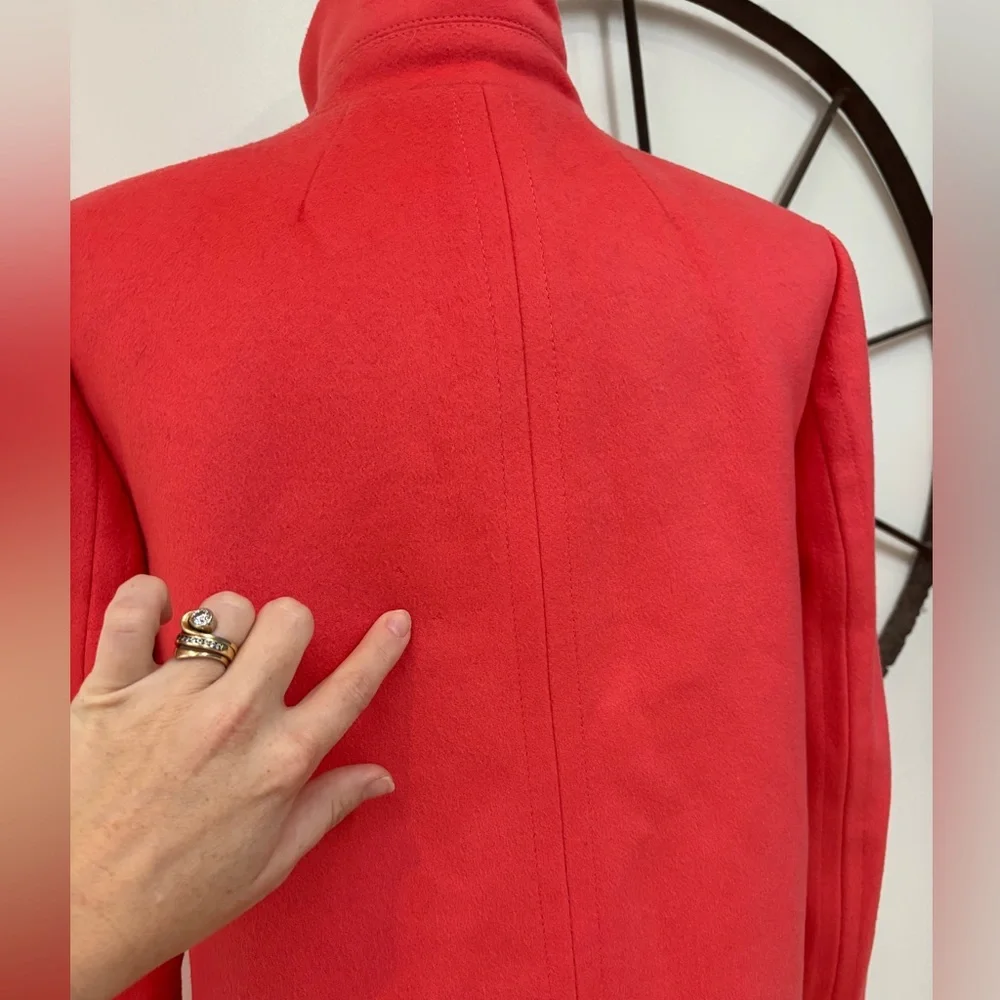 J. Crew coral 100% wool coral Griffin pea coat style 20031 sz 4 $278